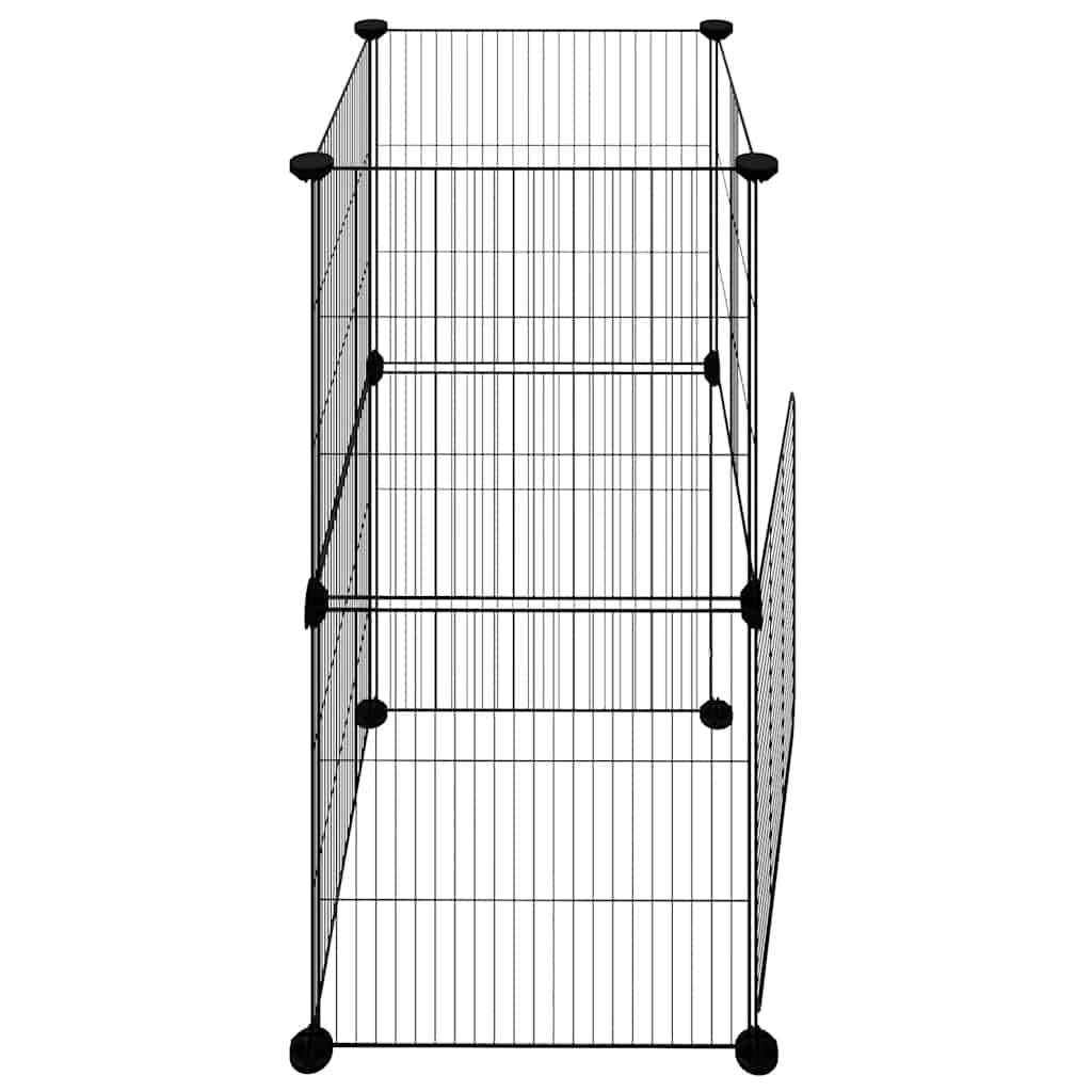 Kavez za ljubimce s 8 panela i vratima crni 35 x 35 cm čelični