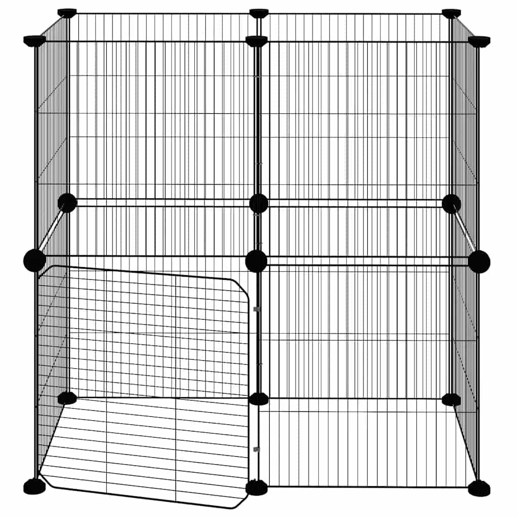 Kavez za ljubimce s 12 panela i vratima crni 35 x 35 cm čelični
