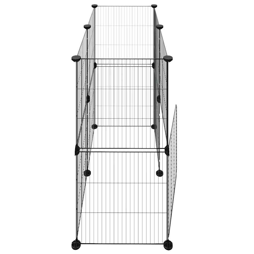 Kavez za ljubimce s 12 panela i vratima crni 35 x 35 cm čelični