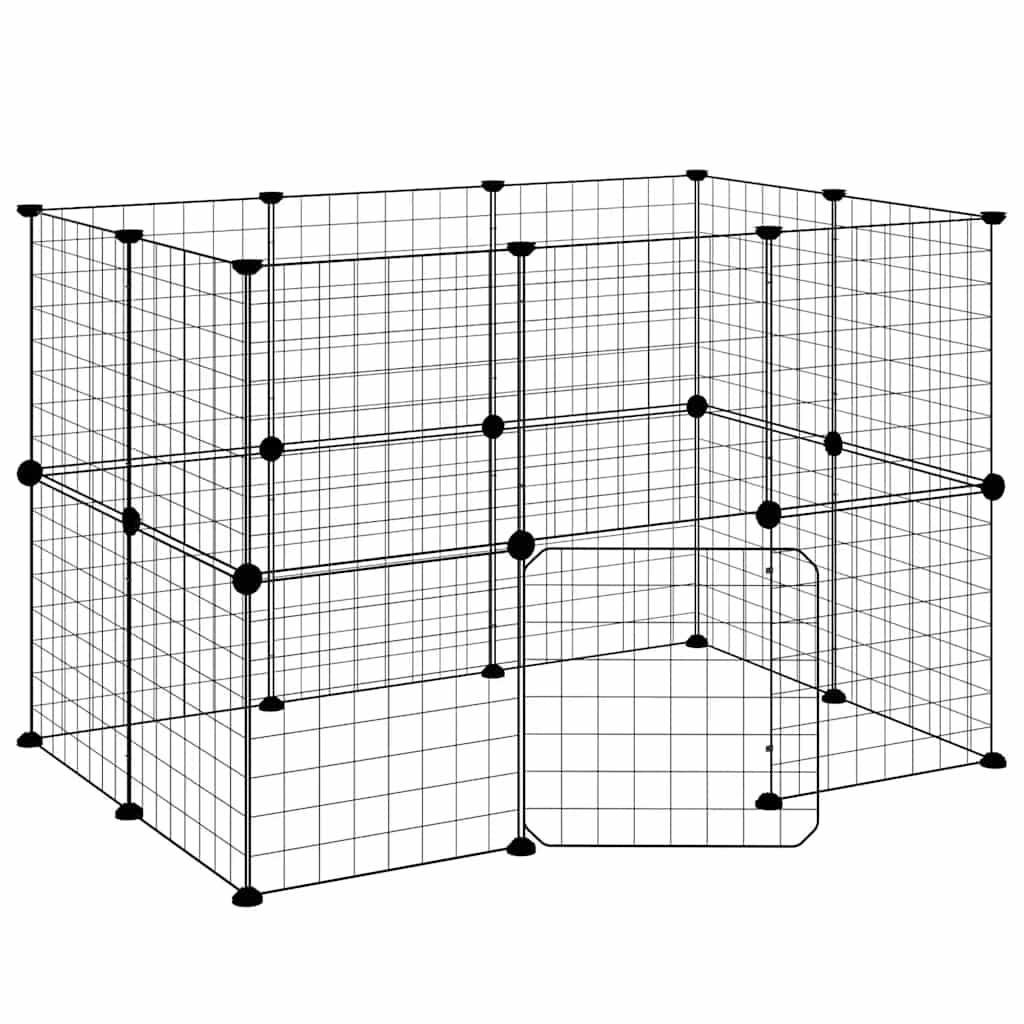 Kavez za ljubimce s 20 panela i vratima crni 35 x 35 cm čelični