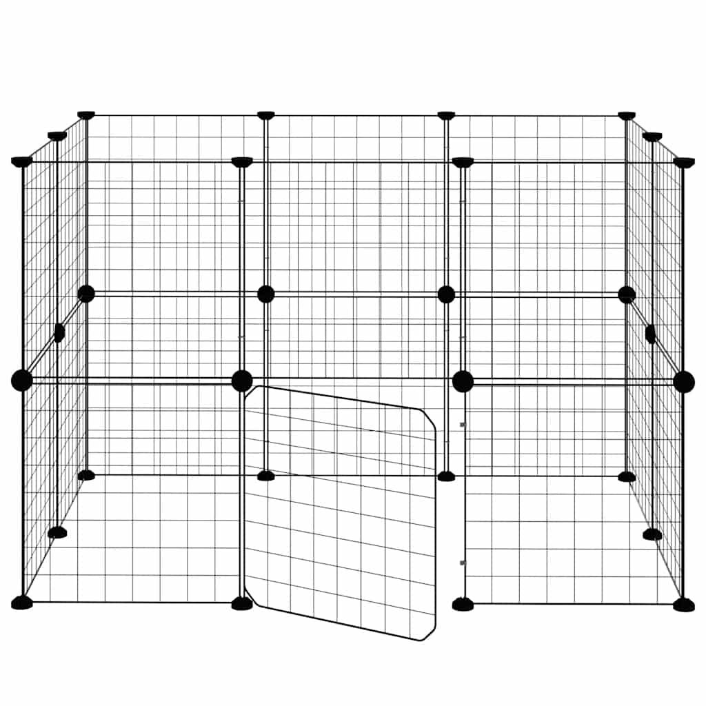 Kavez za ljubimce s 20 panela i vratima crni 35 x 35 cm čelični