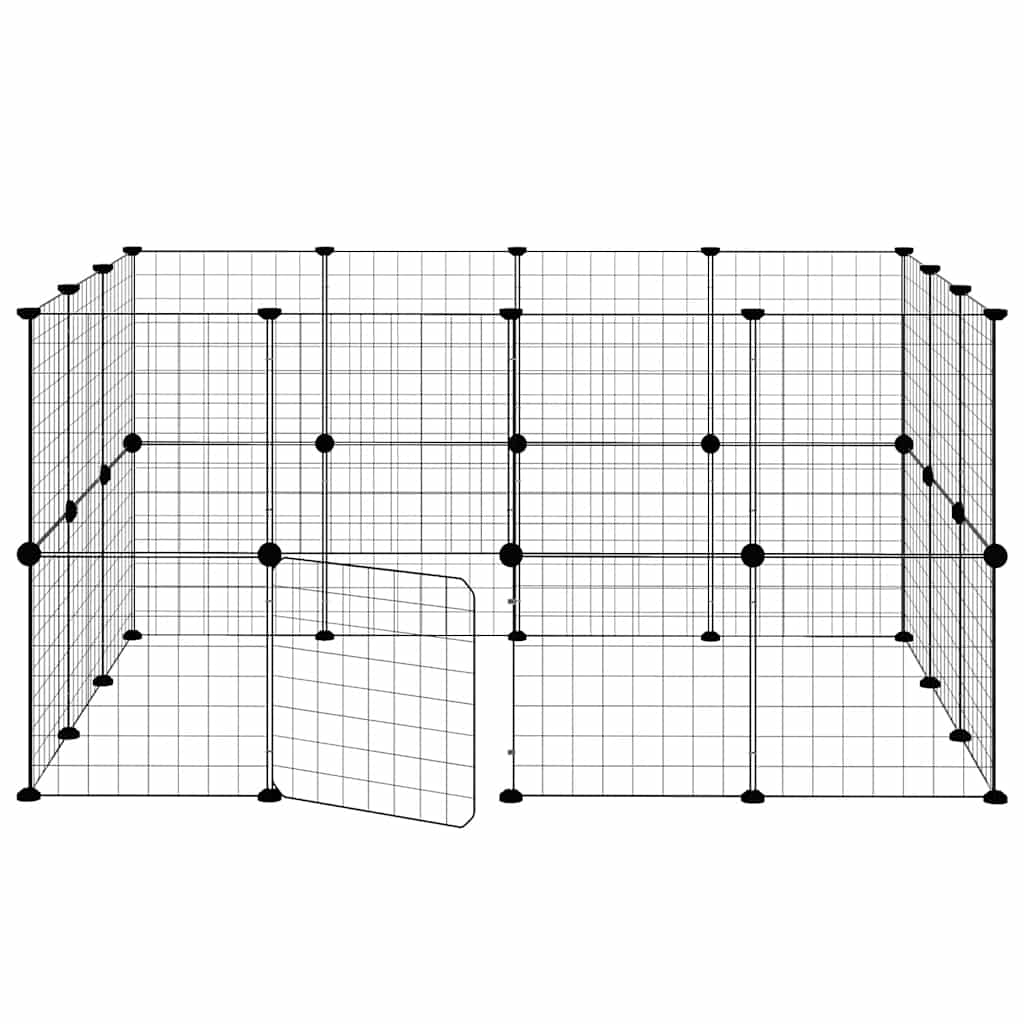 Kavez za ljubimce s 28 panela i vratima crni 35 x 35 cm čelični