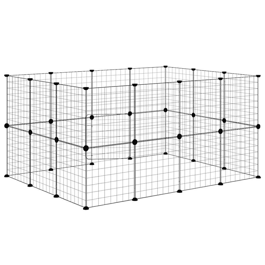 Kavez za ljubimce s 28 panela i vratima crni 35 x 35 cm čelični