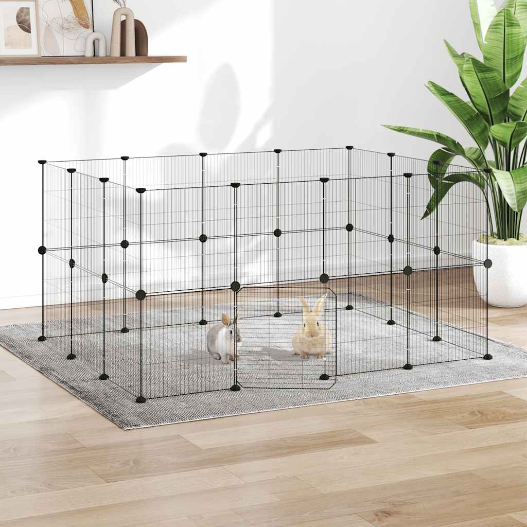 Kavez za ljubimce s 28 panela i vratima crni 35 x 35 cm čelični
