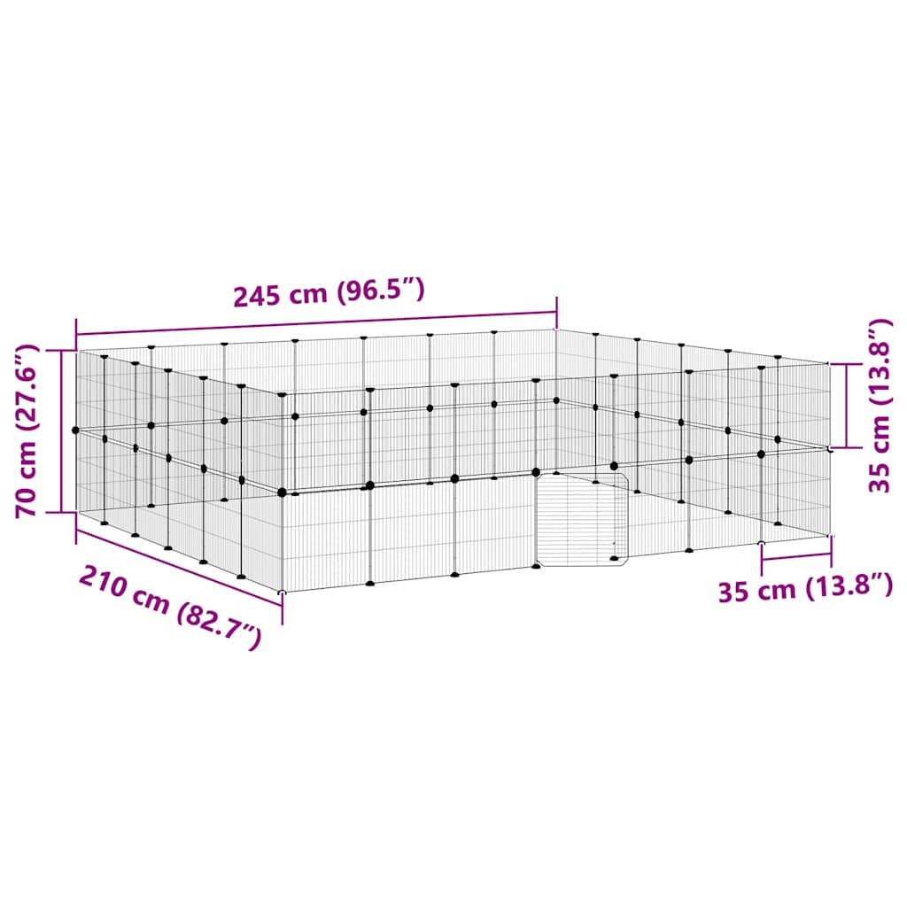 Kavez za ljubimce s 52 panela i vratima crni 35 x 35 cm čelični