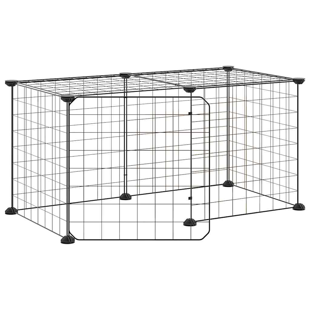 Kavez za ljubimce s 8 panela i vratima crni 35 x 35 cm čelični