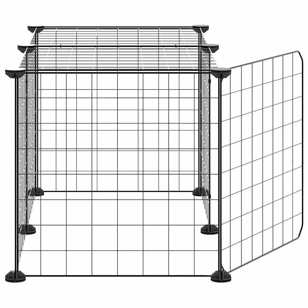 Kavez za ljubimce s 8 panela i vratima crni 35 x 35 cm čelični