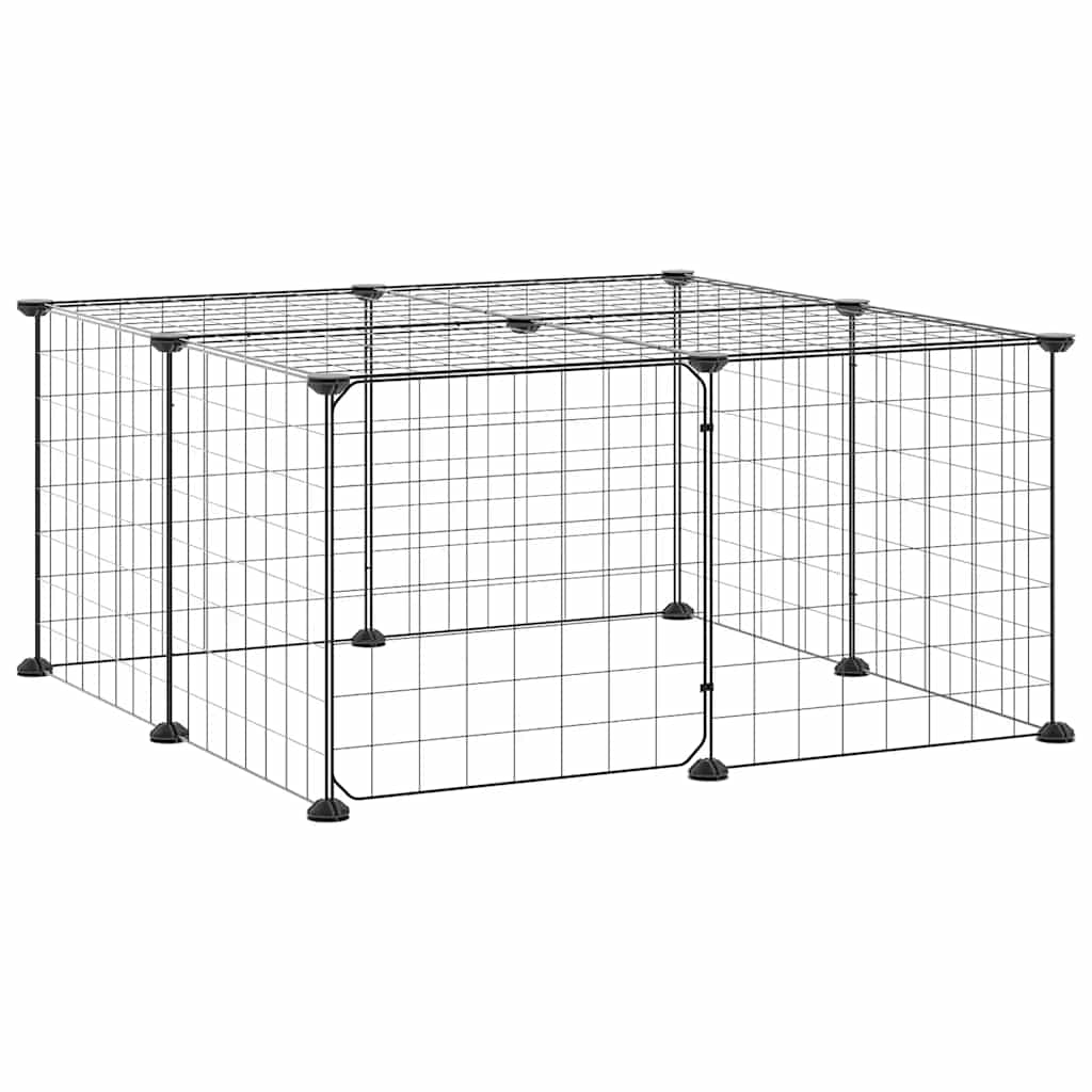 Kavez za ljubimce s 12 panela i vratima crni 35 x 35 cm čelični