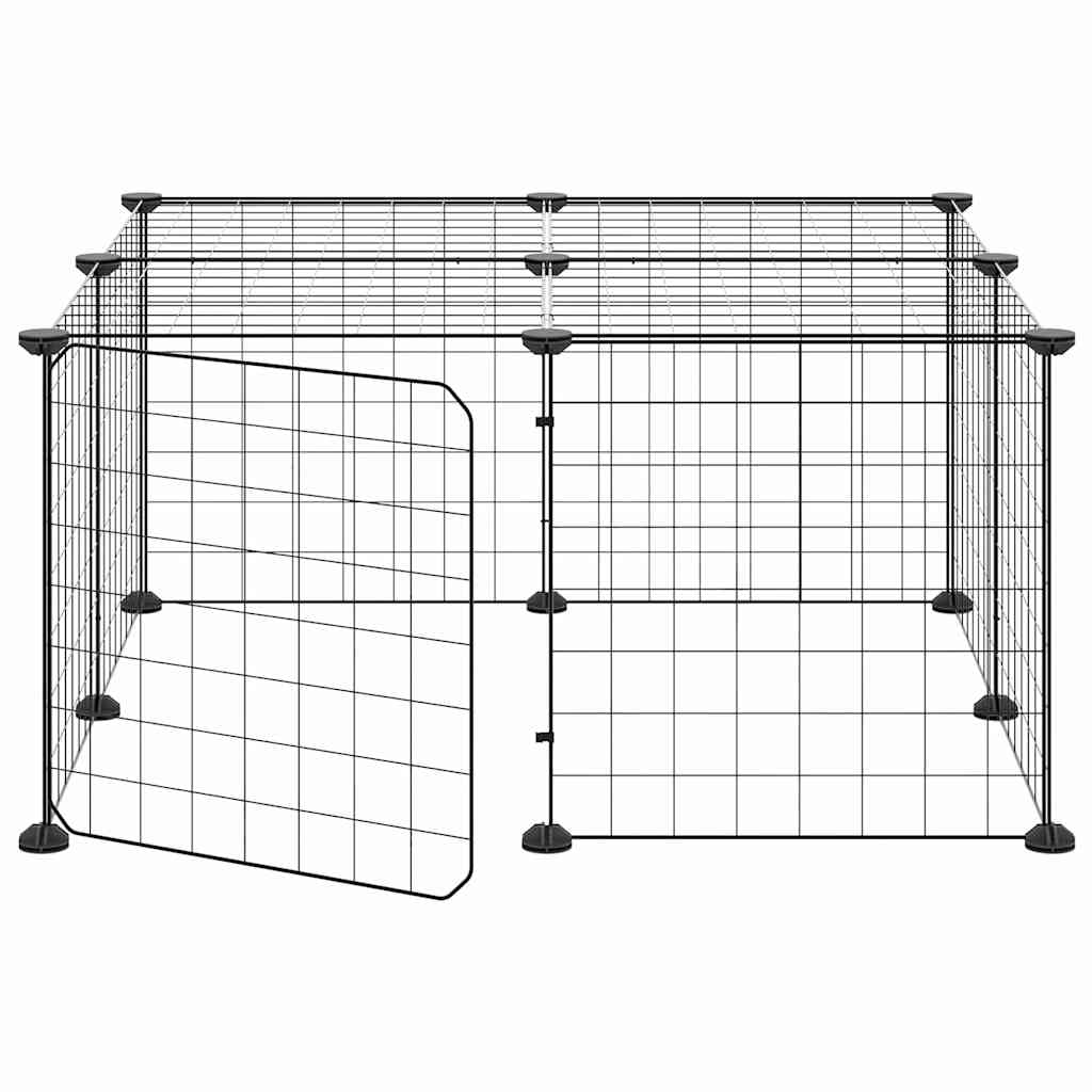 Kavez za ljubimce s 12 panela i vratima crni 35 x 35 cm čelični