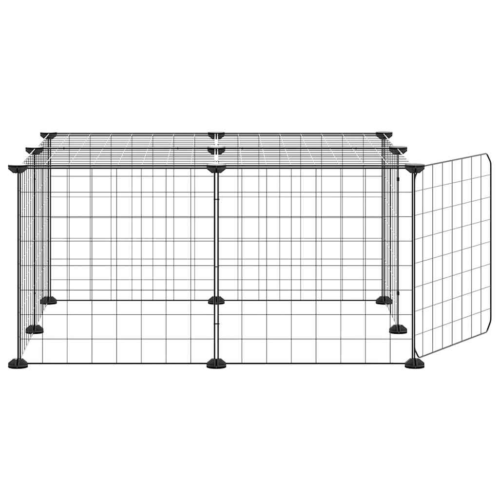 Kavez za ljubimce s 12 panela i vratima crni 35 x 35 cm čelični