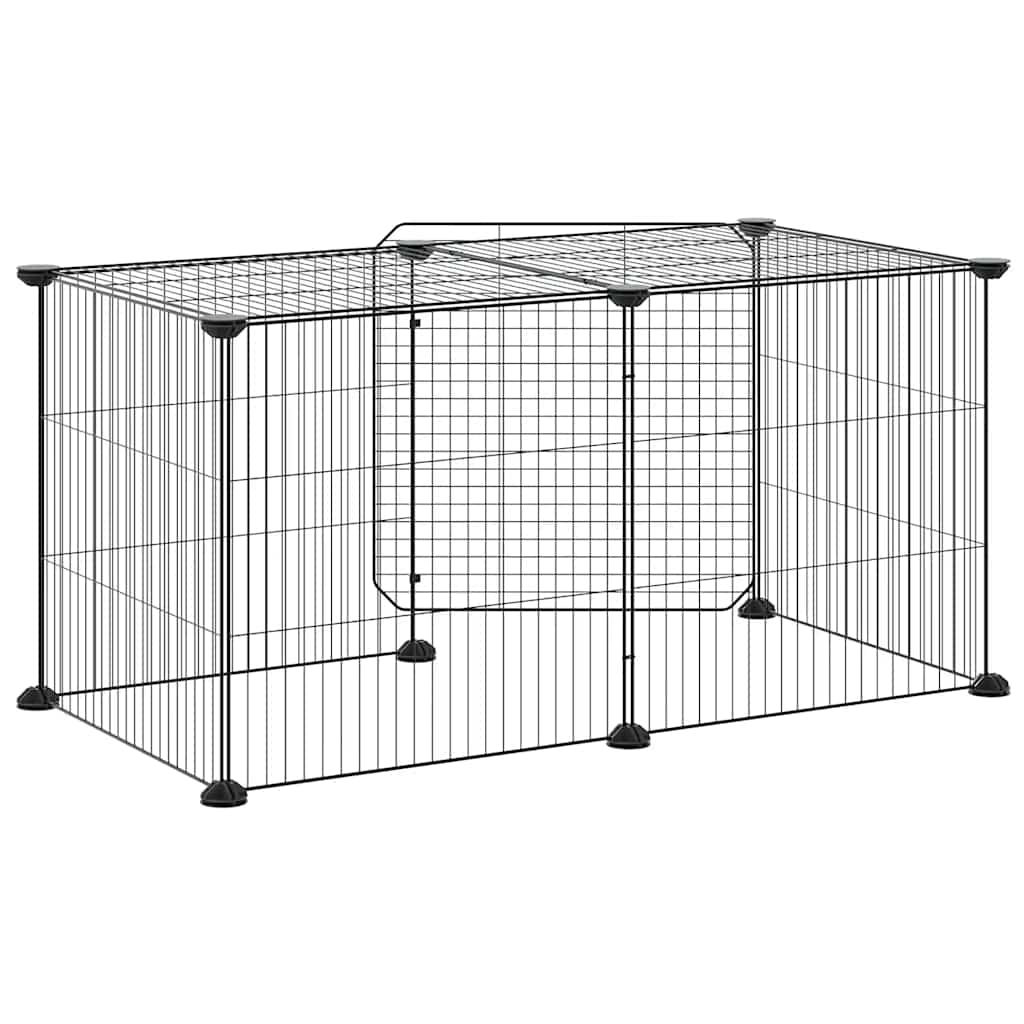 Kavez za ljubimce s 8 panela i vratima crni 35 x 35 cm čelični