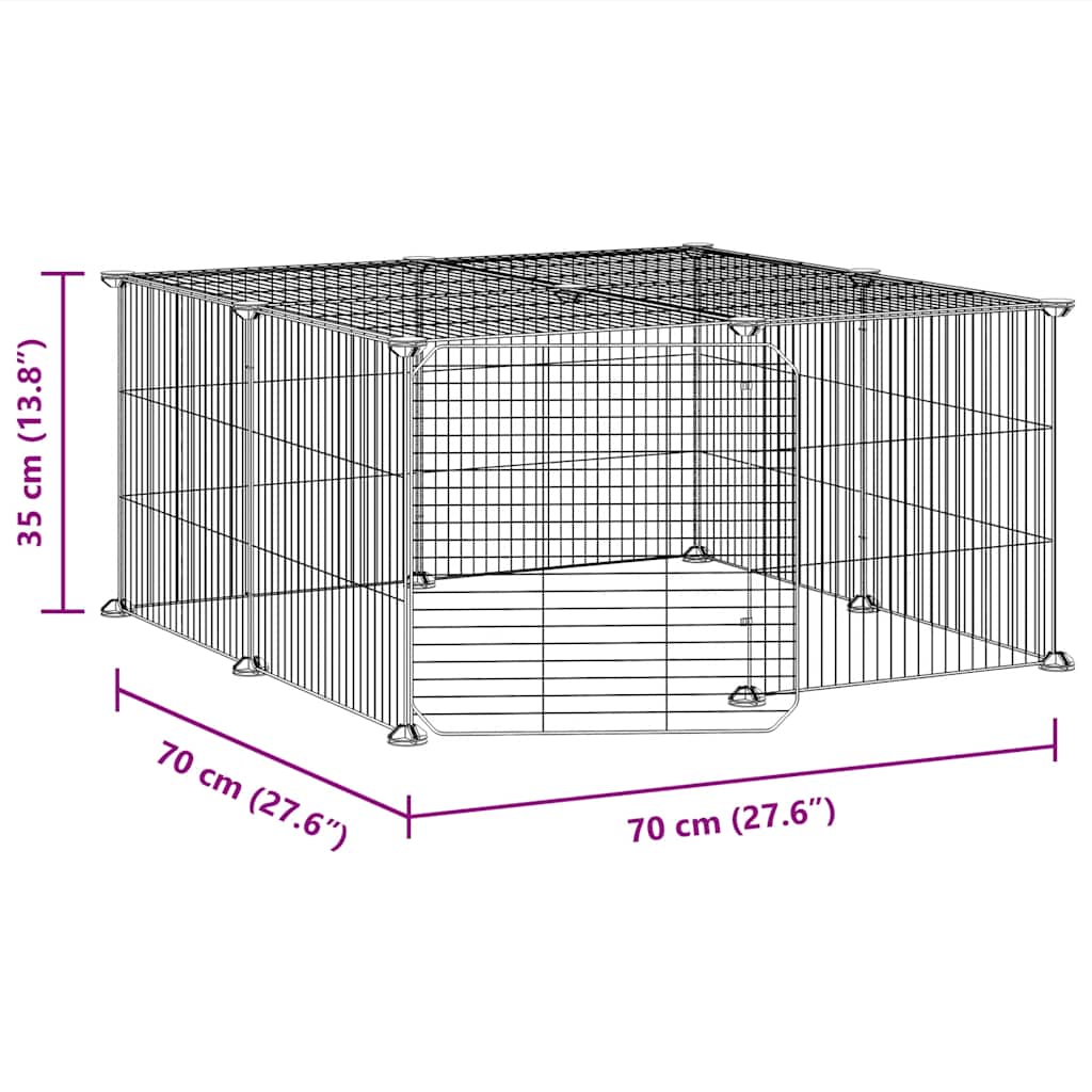 Kavez za ljubimce s 12 panela i vratima crni 35 x 35 cm čelični