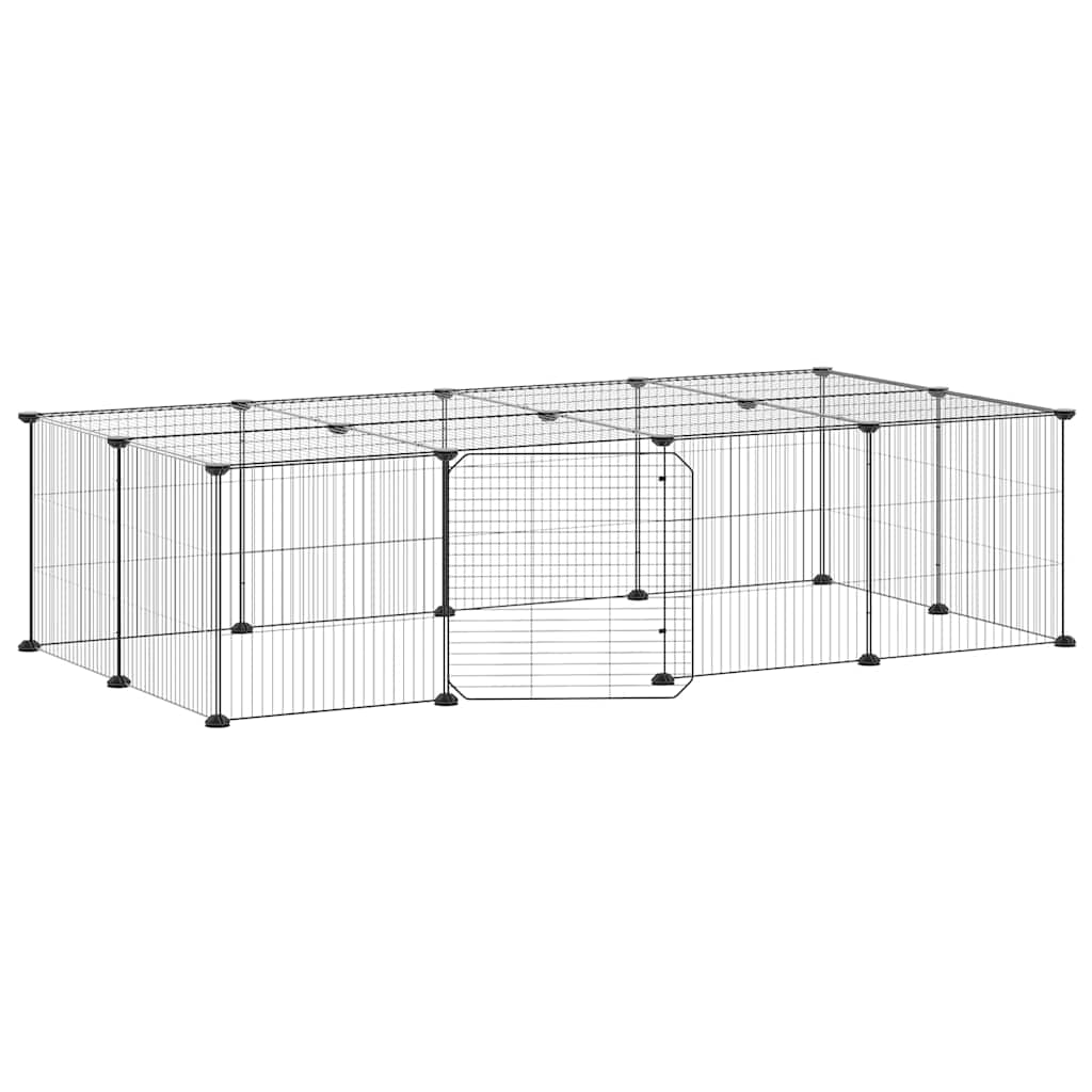 Kavez za ljubimce s 20 panela i vratima crni 35 x 35 cm čelični