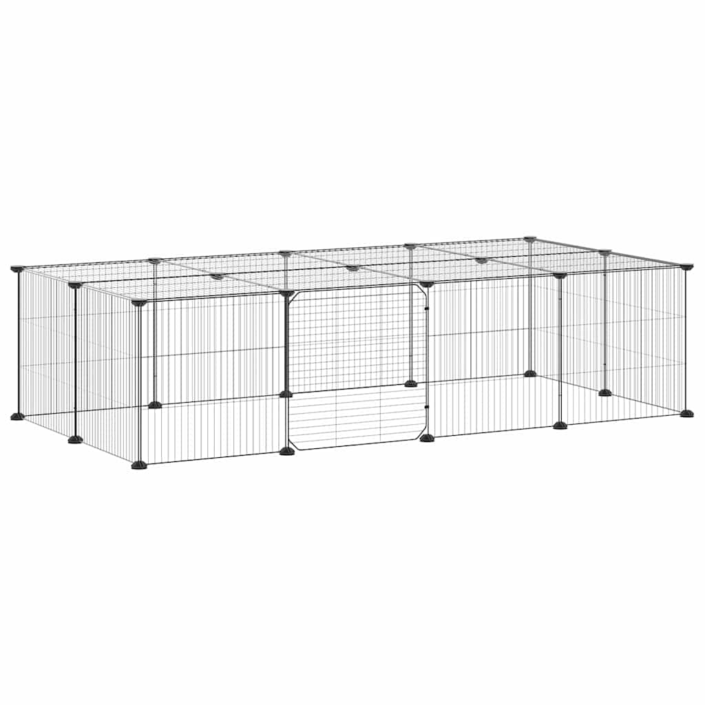 Kavez za ljubimce s 20 panela i vratima crni 35 x 35 cm čelični