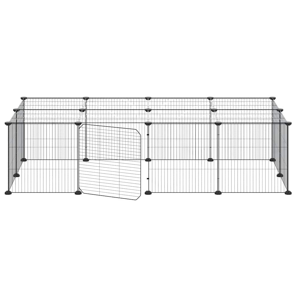Kavez za ljubimce s 20 panela i vratima crni 35 x 35 cm čelični