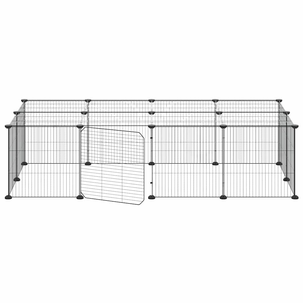 Kavez za ljubimce s 20 panela i vratima crni 35 x 35 cm čelični