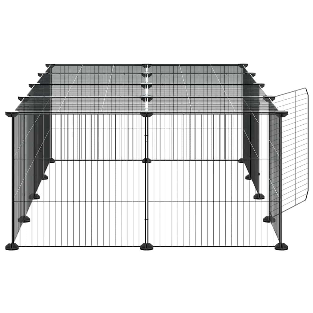 Kavez za ljubimce s 20 panela i vratima crni 35 x 35 cm čelični