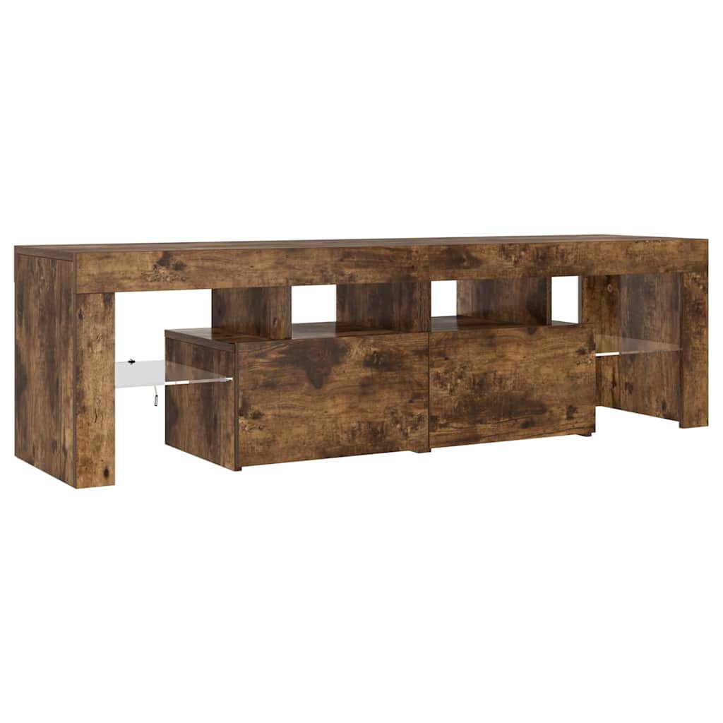 TV ormarić s LED svjetlima boja dimljenog hrasta 140x36,5x40 cm