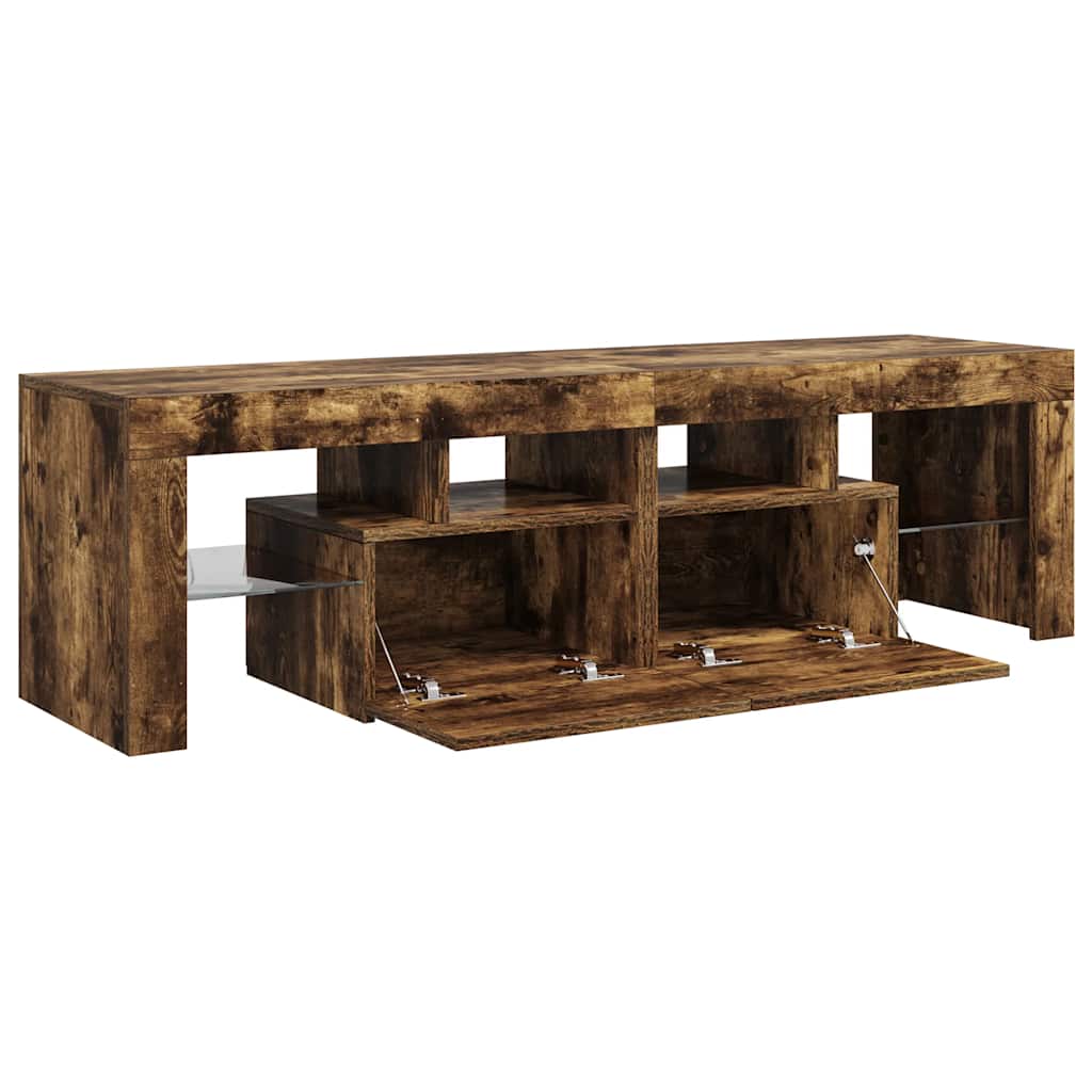 TV ormarić s LED svjetlima boja dimljenog hrasta 140x36,5x40 cm