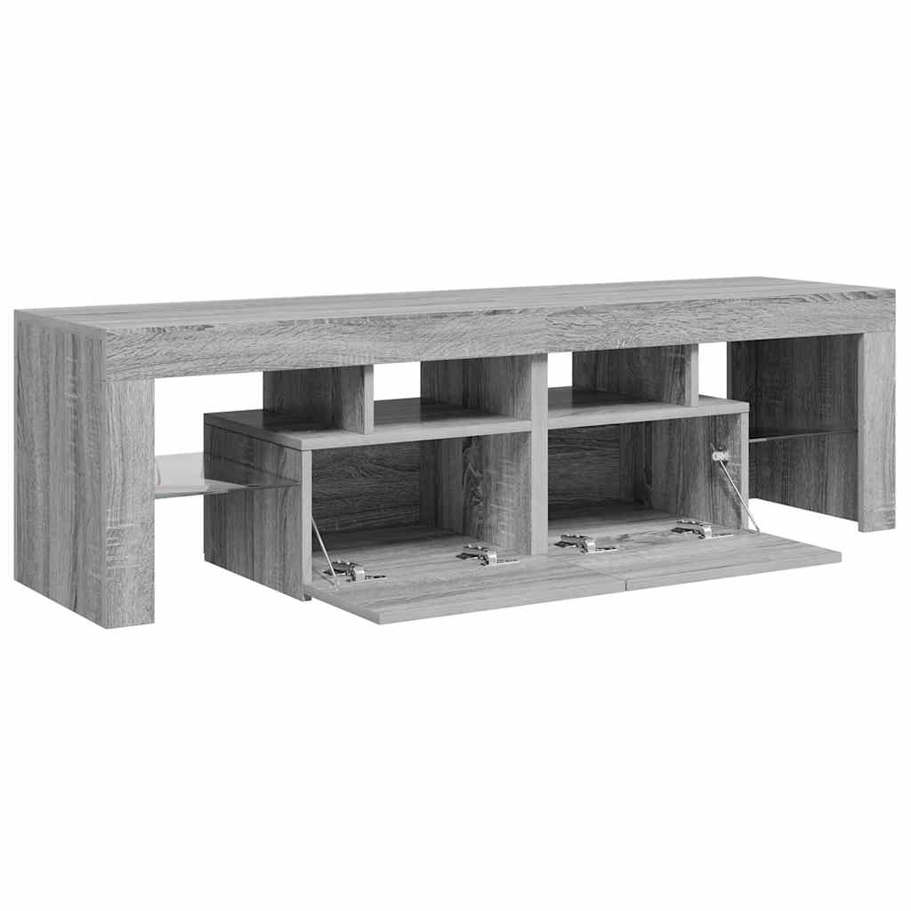 TV ormarić s LED svjetlima siva boja hrasta 140 x 36,5 x 40 cm