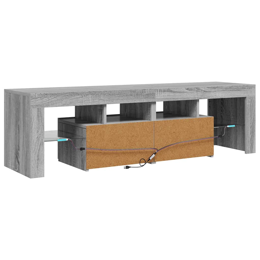 TV ormarić s LED svjetlima siva boja hrasta 140 x 36,5 x 40 cm