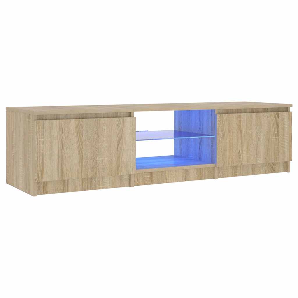 TV ormarić s LED svjetlima boja dimljenog hrasta 140x40x36 cm
