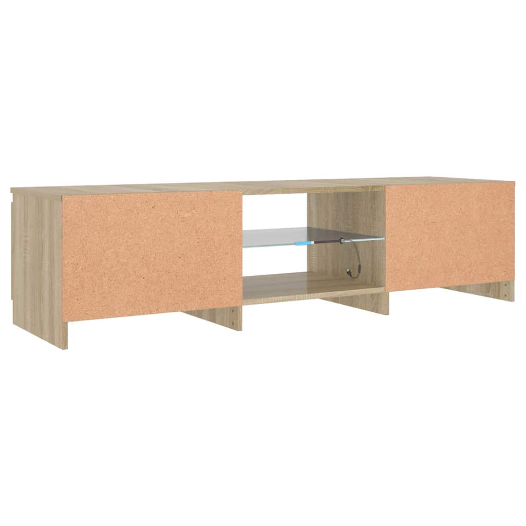 TV ormarić s LED svjetlima boja dimljenog hrasta 140x40x36 cm