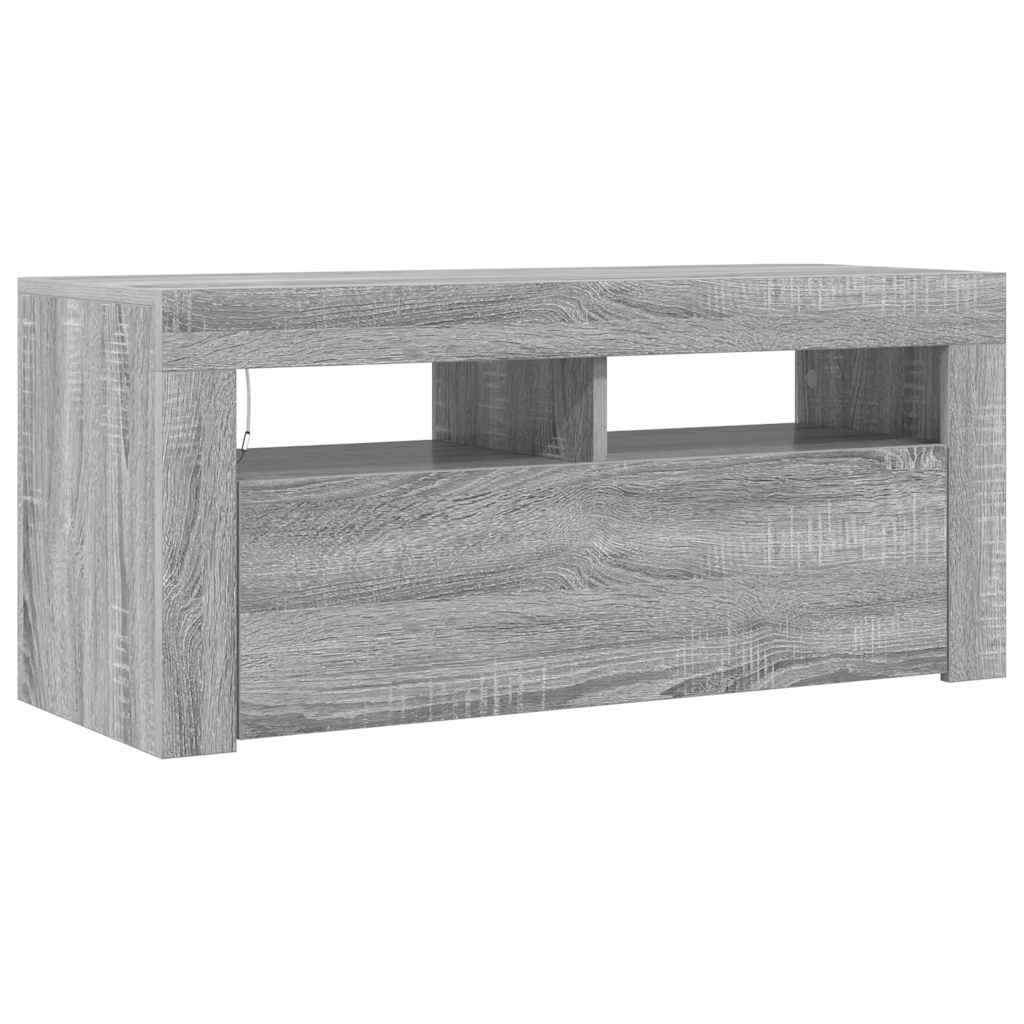 TV ormarić s LED svjetlima boja sivog hrasta sonome 90x35x40 cm