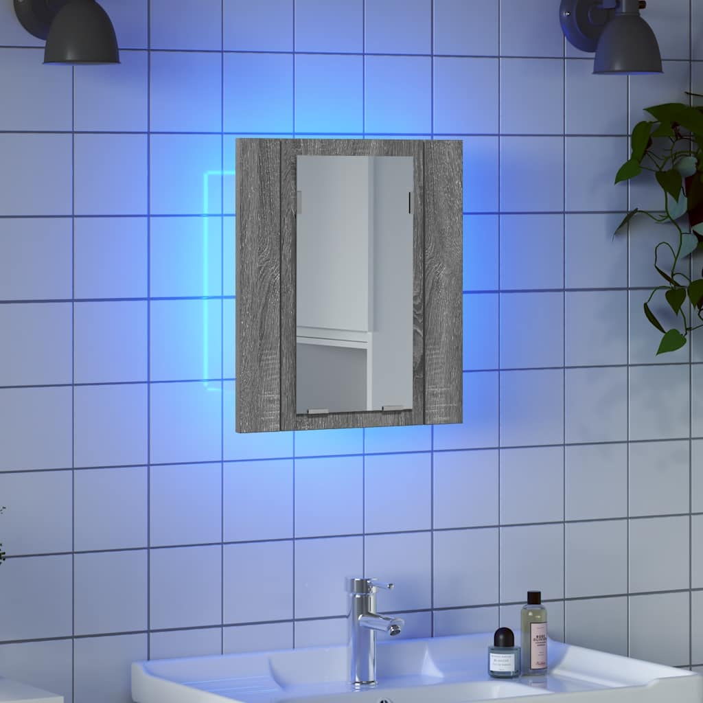 LED kupaonski ormarić s ogledalom boja hrasta 40x12x45cm drveni