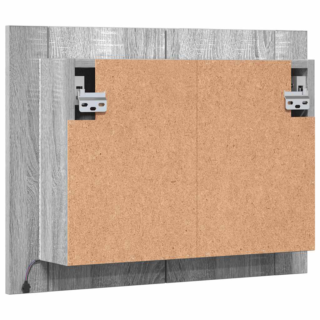 LED kupaonski ormarić s ogledalom boja hrasta 60x12x45cm drveni