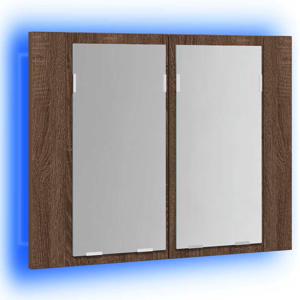 LED ormarić s ogledalom smeđa boja hrasta 60x12x45 cm drveni