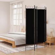Sobna pregrada s 4 panela crna 160 x 200 cm od tkanine