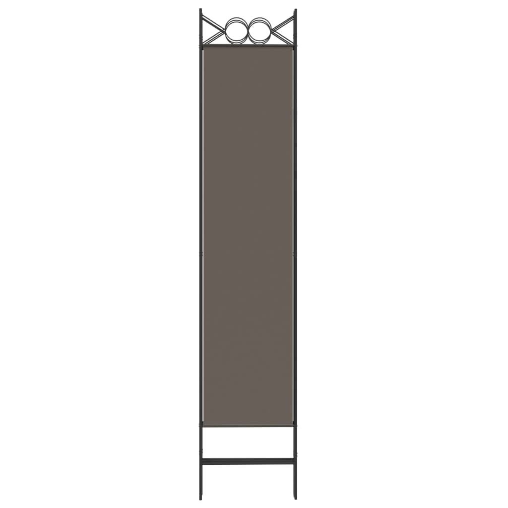 Sobna pregrada s 5 panela antracit 200 x 200 cm od tkanine