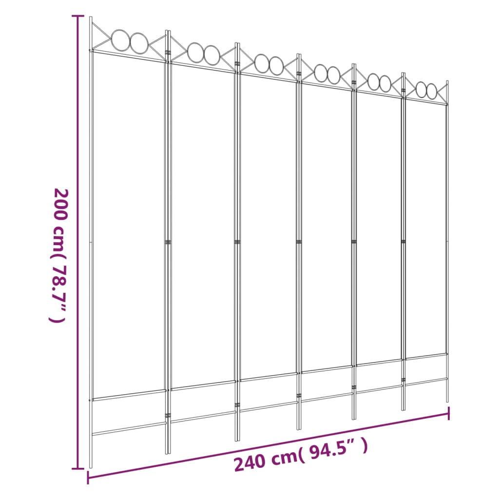 Sobna pregrada s 6 panela smeđa 240x200 cm od tkanine