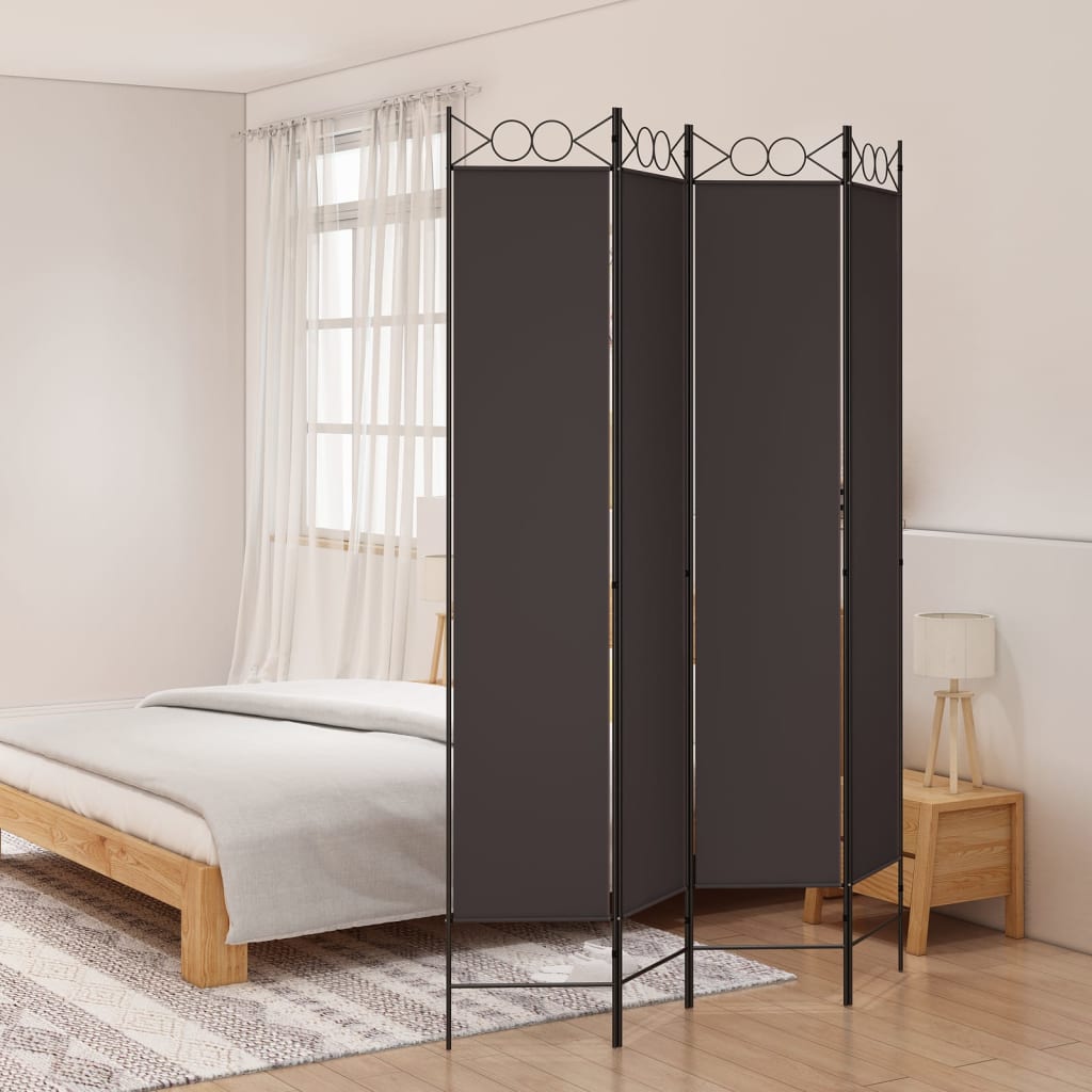 Sobna pregrada s 4 panela smeđa 160x220 cm od tkanine