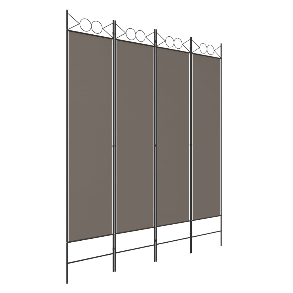 Sobna pregrada s 4 panela antracit 160x220 cm od tkanine