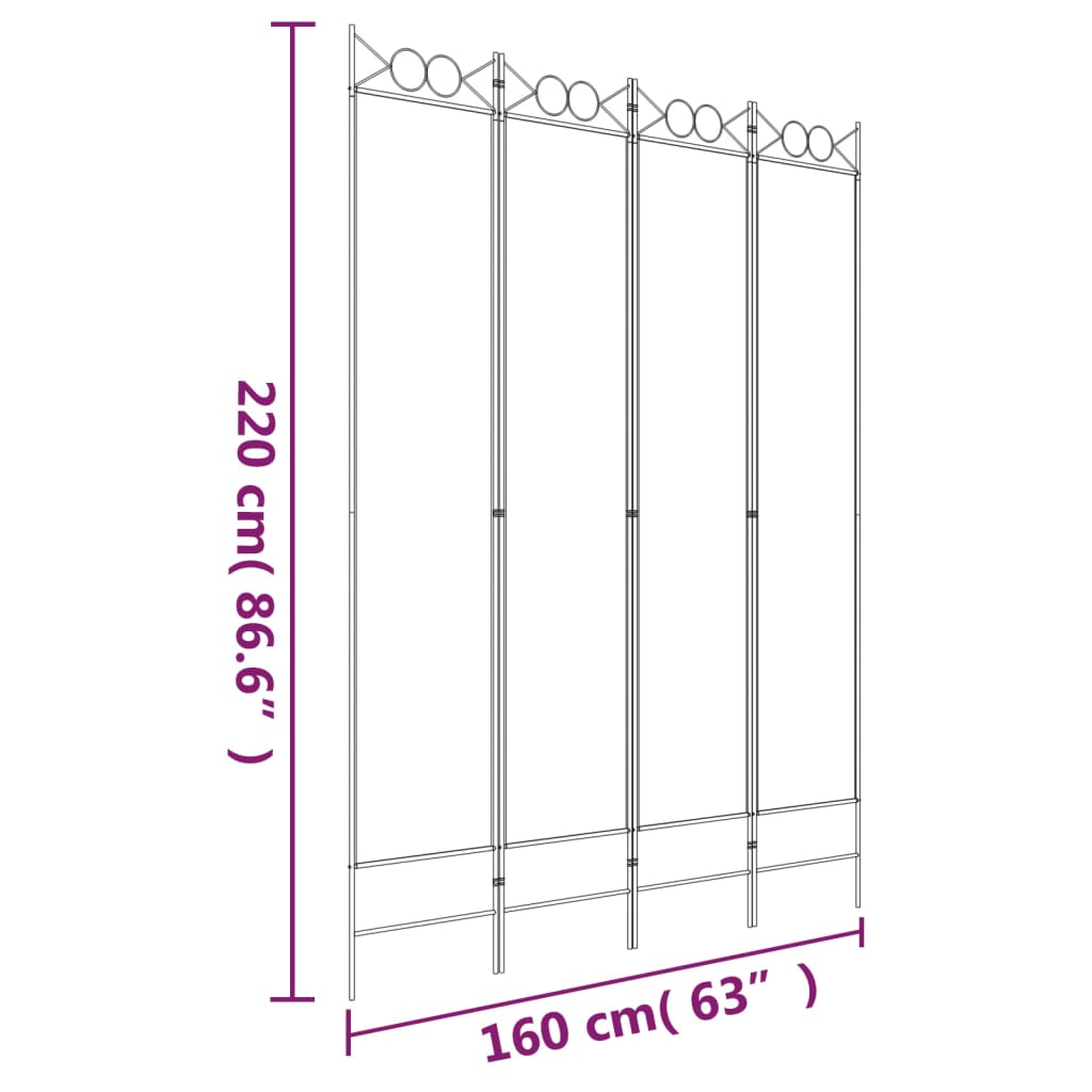 Sobna pregrada s 4 panela antracit 160x220 cm od tkanine
