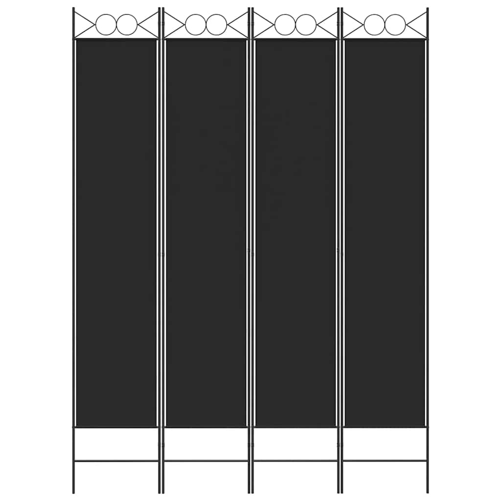 Sobna pregrada s 4 panela crna 160x220 cm od tkanine