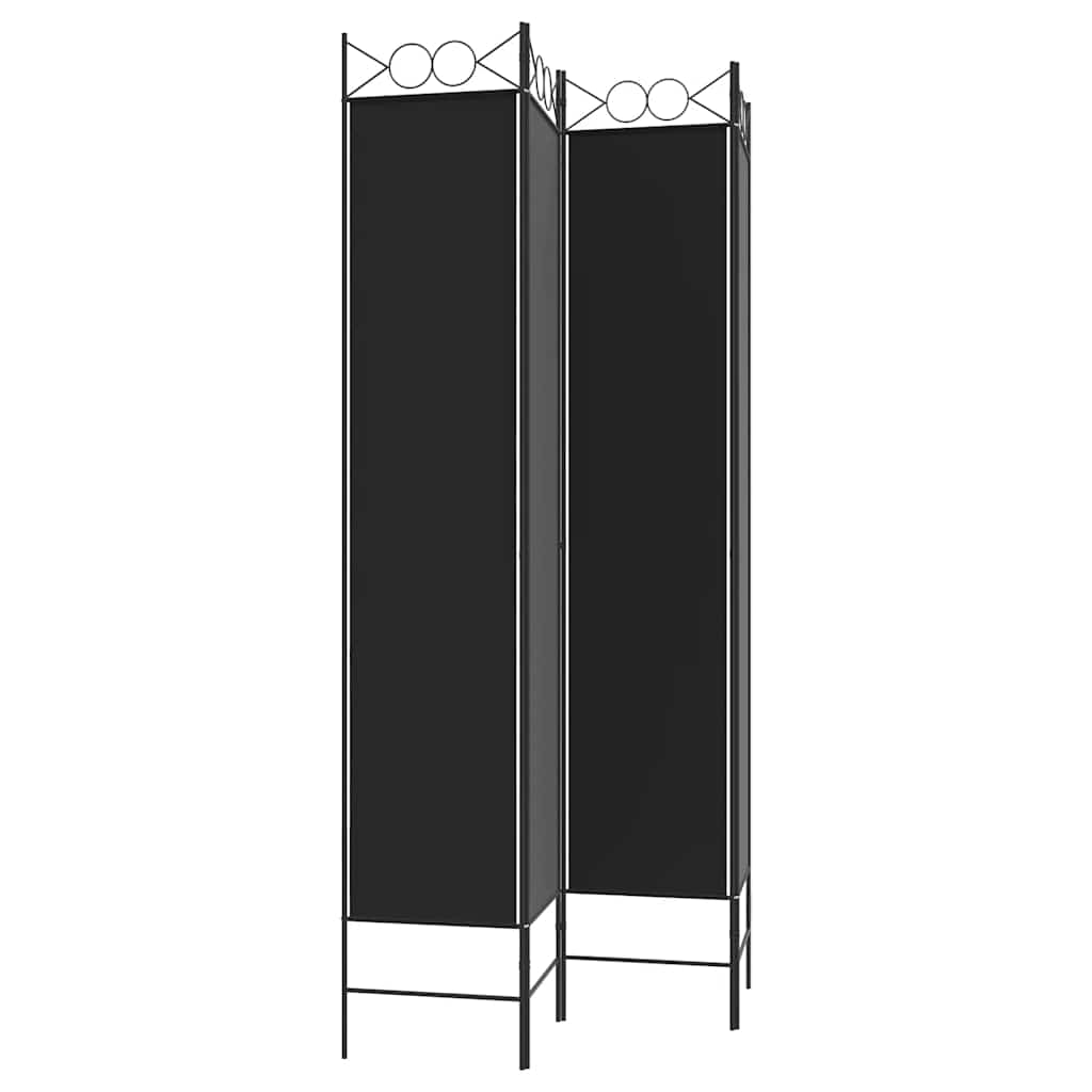 Sobna pregrada s 4 panela crna 160x220 cm od tkanine