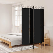Sobna pregrada s 4 panela crna 160x220 cm od tkanine