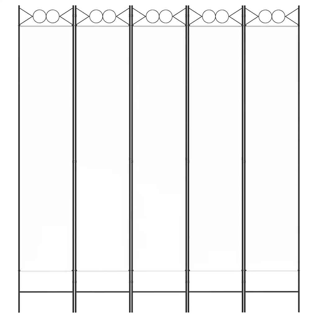 Sobna pregrada s 5 panela bijela 200x220 cm od tkanine