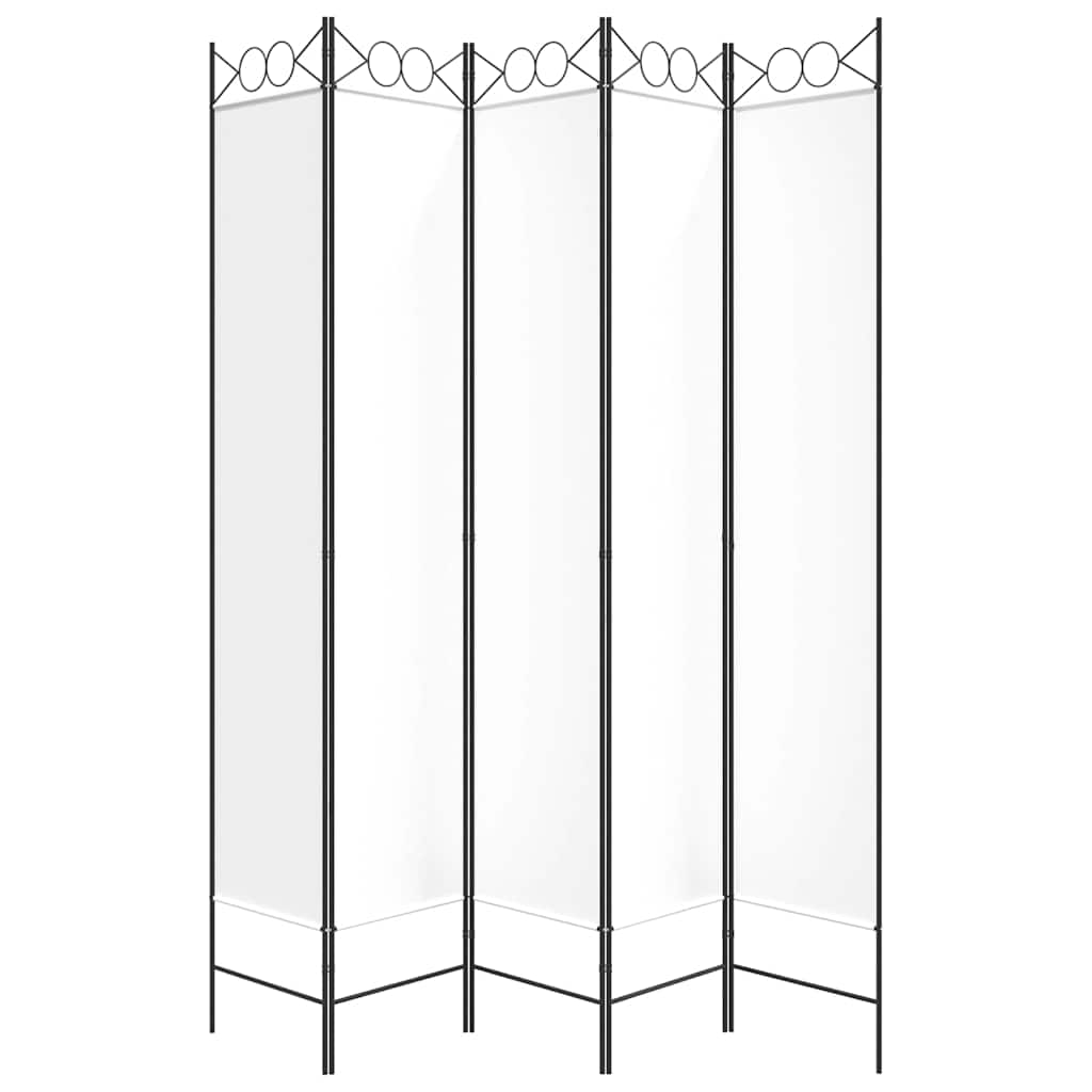 Sobna pregrada s 5 panela bijela 200x220 cm od tkanine