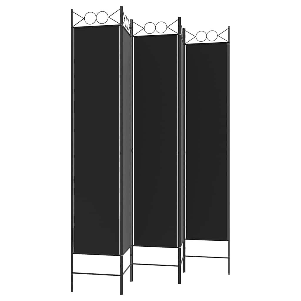 Sobna pregrada s 5 panela crna 200x220 cm od tkanine