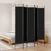 Sobna pregrada s 5 panela crna 200x220 cm od tkanine