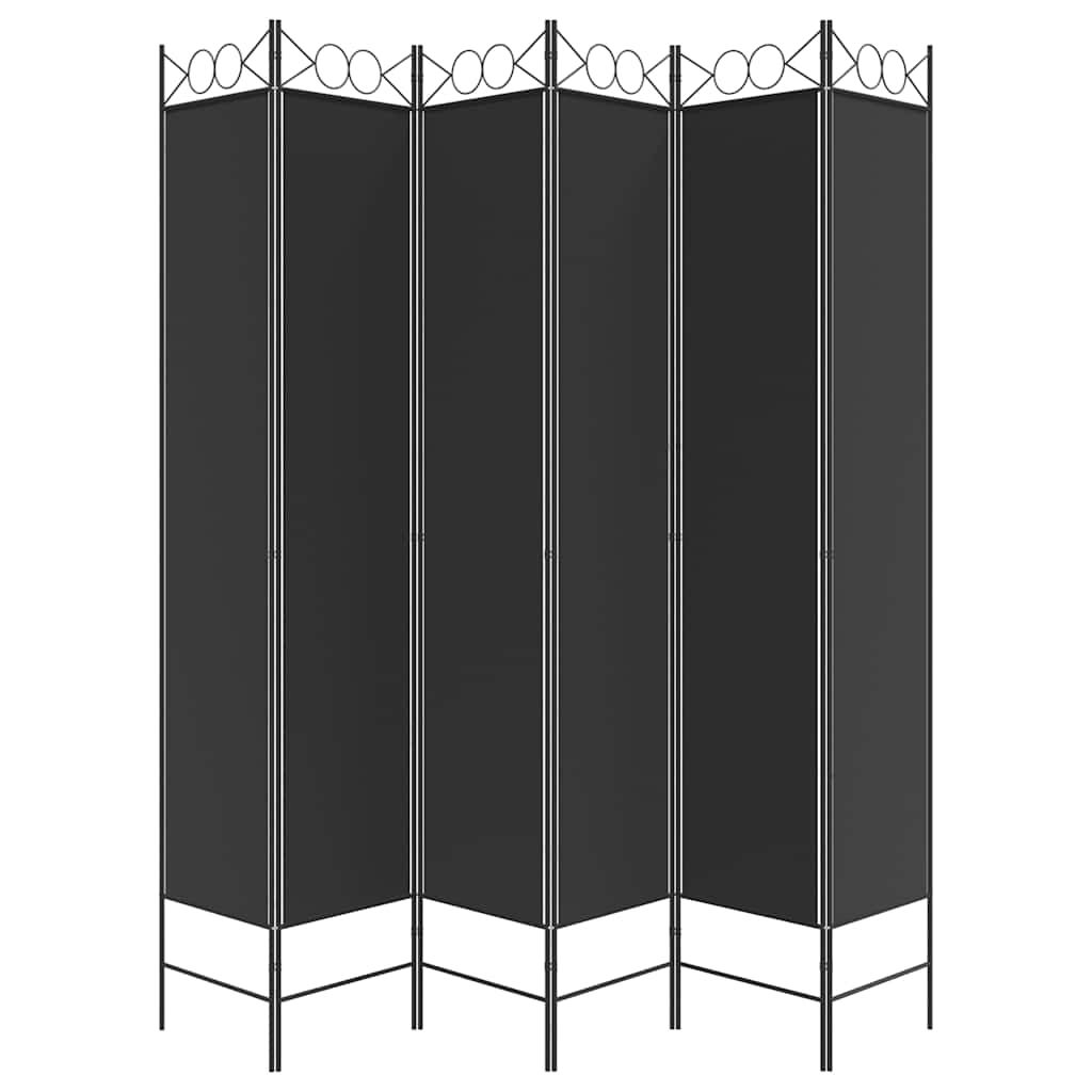 Sobna pregrada s 6 panela crna 240x220 cm od tkanine