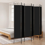 Sobna pregrada s 6 panela crna 240x220 cm od tkanine