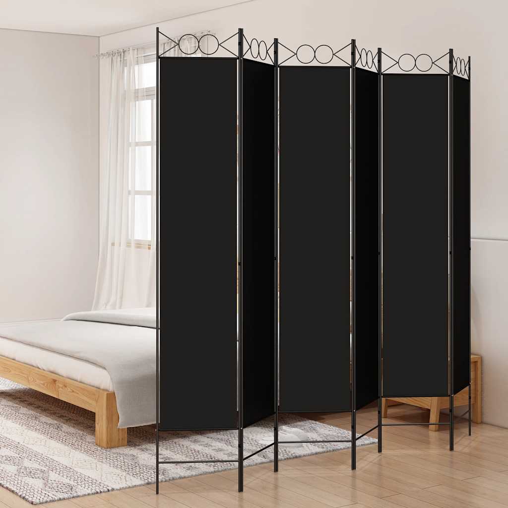 Sobna pregrada s 6 panela crna 240x220 cm od tkanine