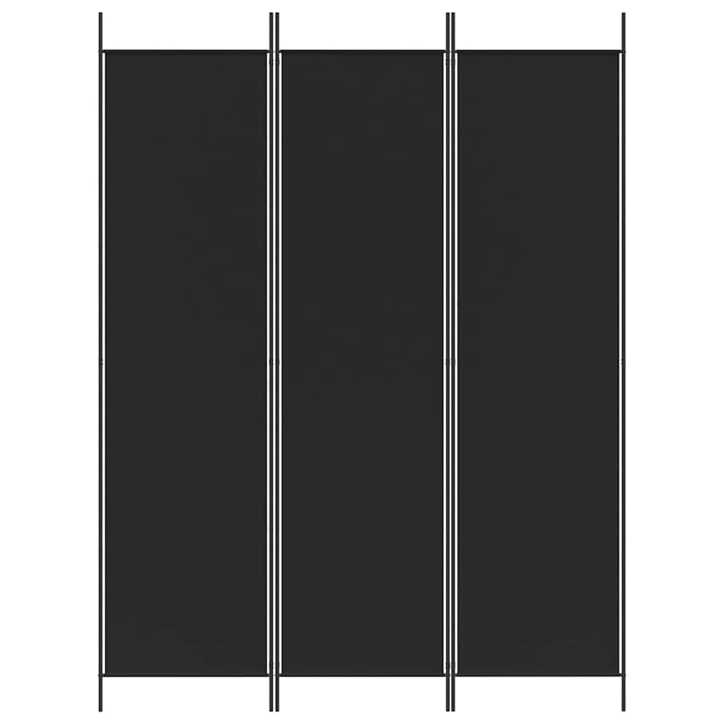 Sobna pregrada s 3 panela crna 150 x 200 cm od tkanine