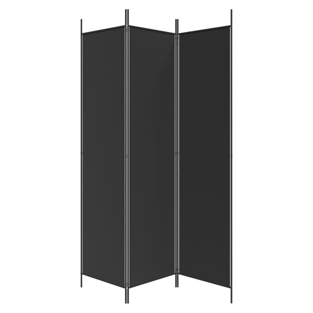 Sobna pregrada s 3 panela crna 150 x 200 cm od tkanine