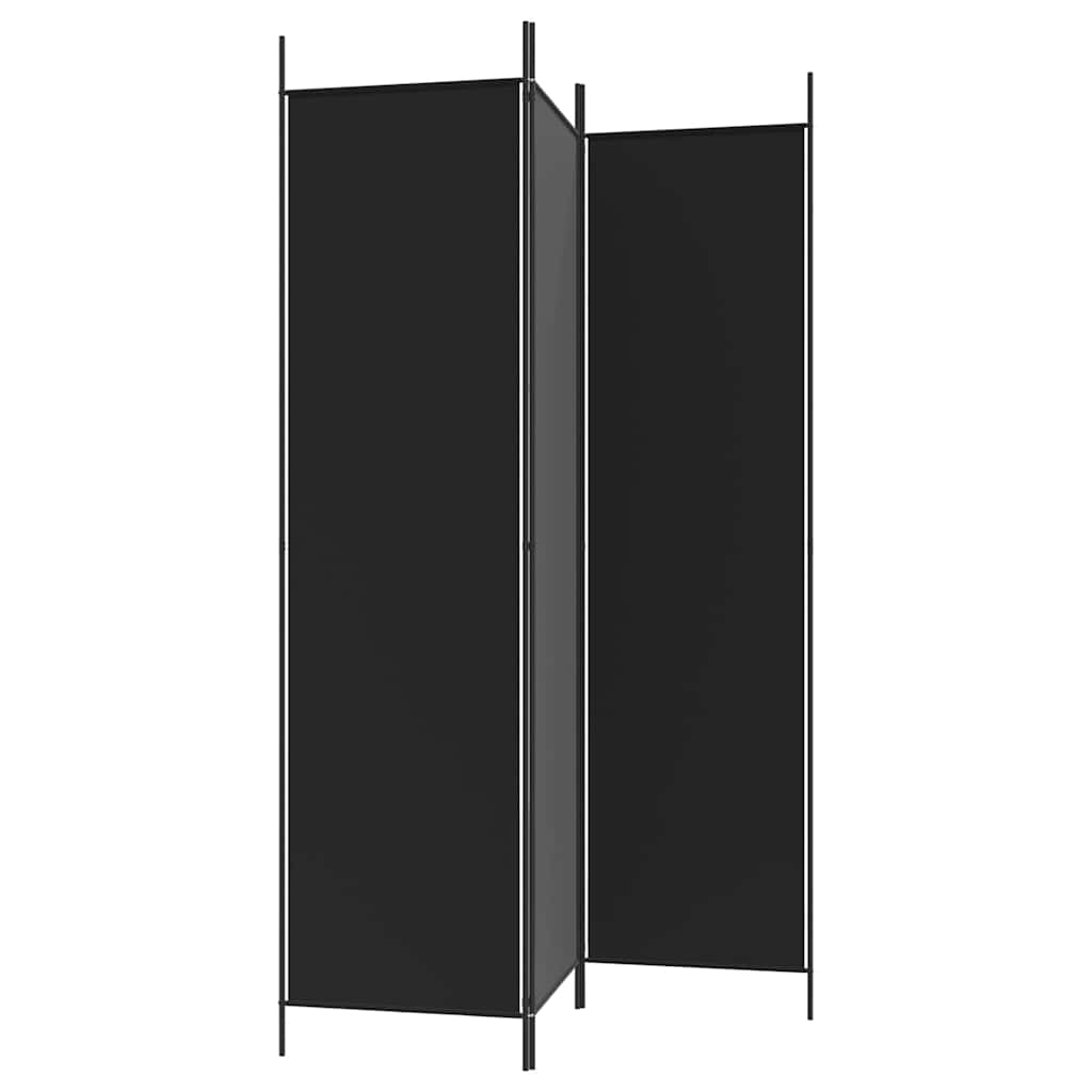 Sobna pregrada s 3 panela crna 150 x 200 cm od tkanine
